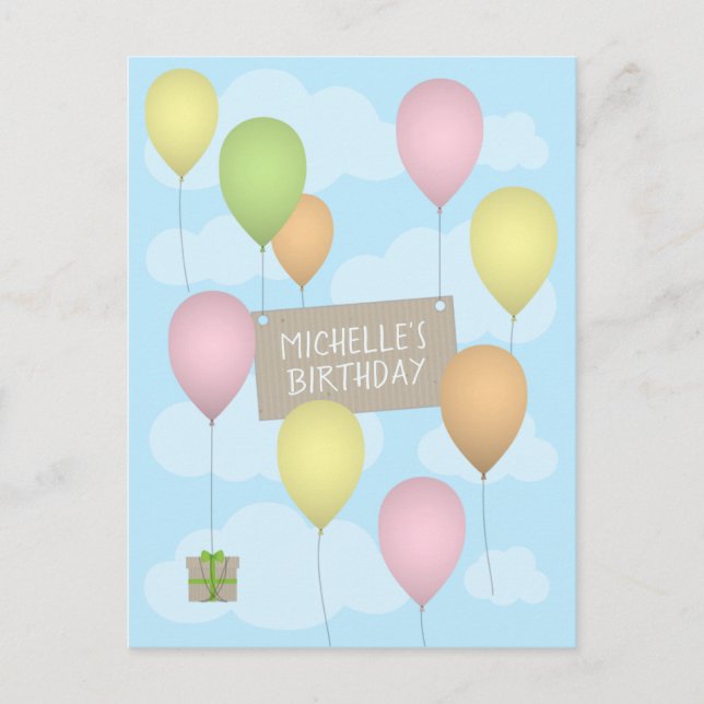Colorful Balloons Birthday Postcard (Front)