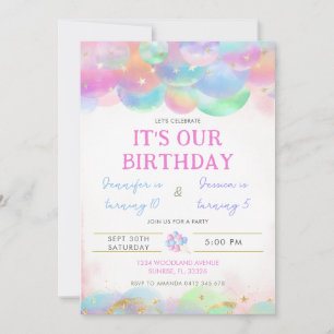 Colorful Balloons Joint Birthday Invitation