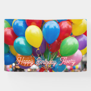 Colorful Balloons Personalized Happy Birthday Banner