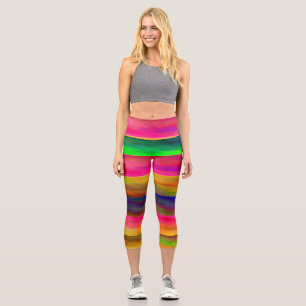 colorful bands capri leggings