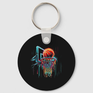 Colorful Basketball Dripping Color Splash Hoop Net Key Ring