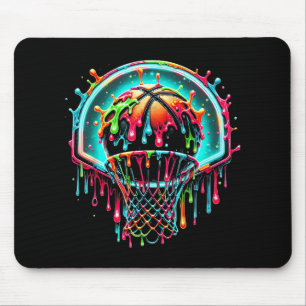 Colorful Basketball Dripping Color Splash Hoop Net Mouse Pad