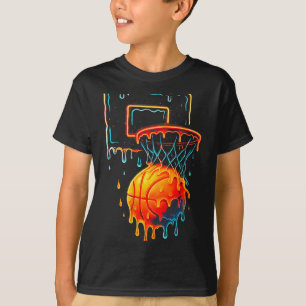 Colorful Basketball Dripping Color Splash Hoop Net T-Shirt
