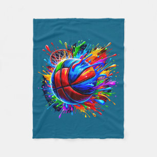 Colorful Basketball Hoop Player Brother Design Fleece Blanket