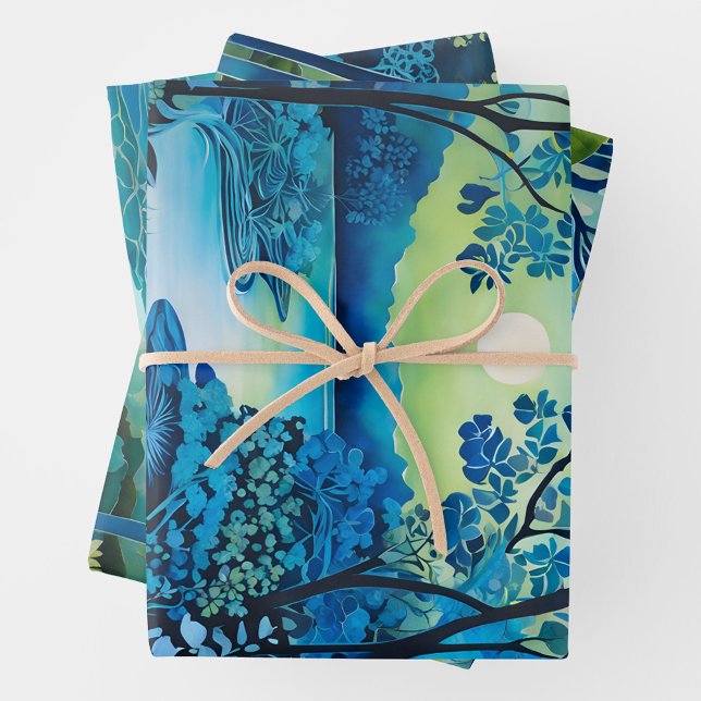 Colorful Batik Forest Art Wrapping Paper Sheets (Creator Uploaded)