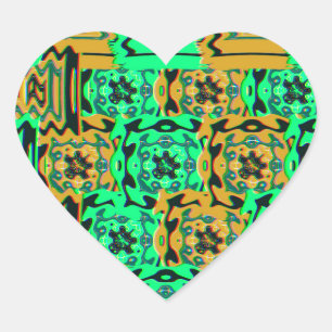 Colorful Bauhaus Geometric Pattern Heart Sticker
