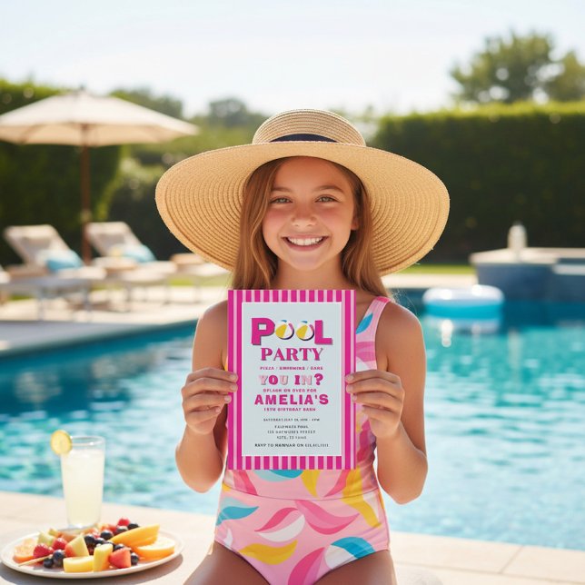 Colorful Beach Ball Pool Party Birthday Invite (Creator Uploaded)
