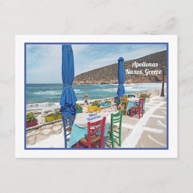 COLORFUL BEACH CHAIRS AND TABLES, GREECE, NAXOS  POSTCARD (Front)