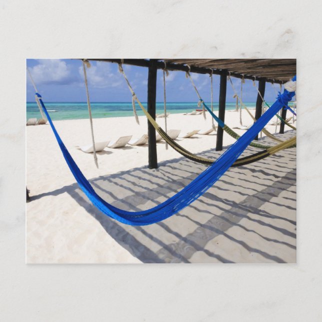 Colorful Beach Hammocks Cozumel Mexico Postcard (Front)