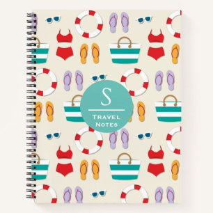 Colorful Beach Holiday Pattern Personalised Travel Notebook