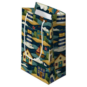 COLORFUL BEACH SEASIDE SCENES SMALL GIFT BAG