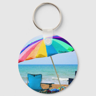 Colorful beach umbrella and chairs in Florida Key Ring