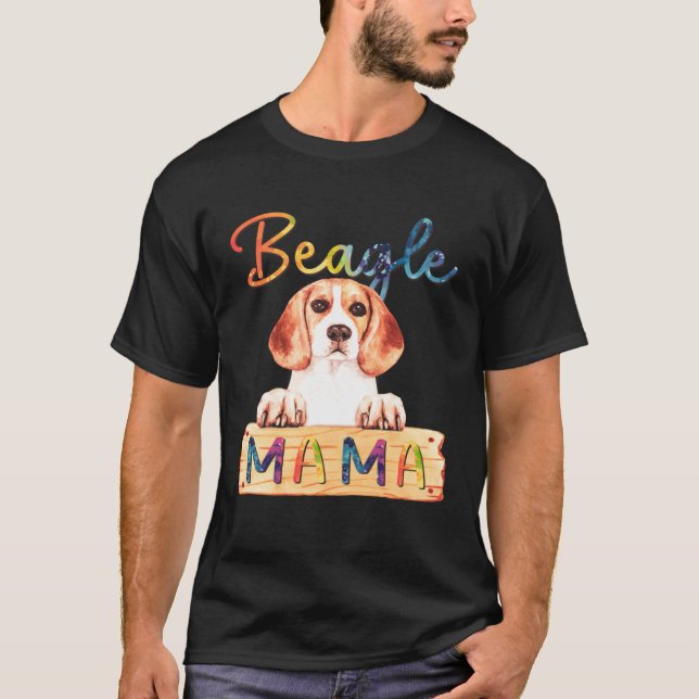 Colorful Beagle Mama  Dog Mom T-Shirt (Front)
