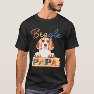 Colorful Beagle Papa Dog Dad T-Shirt