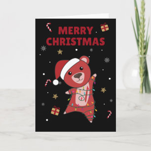 Colorful Bears Merry Christmas Winter Animals Bear Card