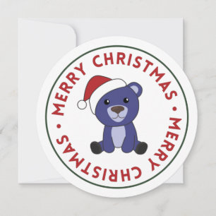 Colorful Bears Merry Christmas Winter Animals Bear Invitation