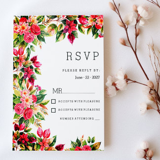 Colorful beautiful country floral botanic RSVP Invitation