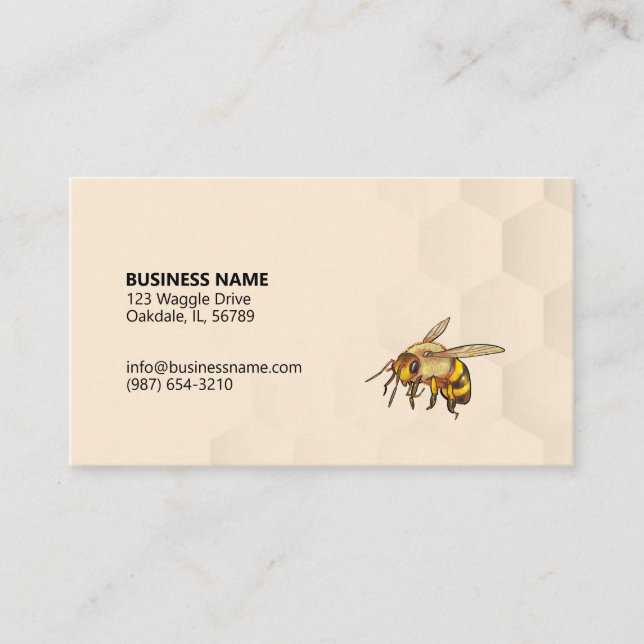 Colorful Bee and Honeycomb Antique White Business Card (Front)