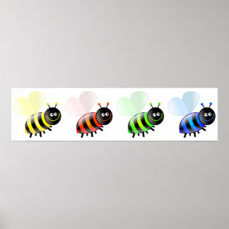 Colorful Bees Poster
