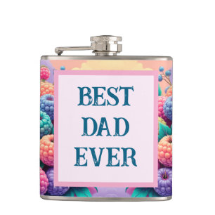 Colorful berries with Best Dad Ever Hip Flask