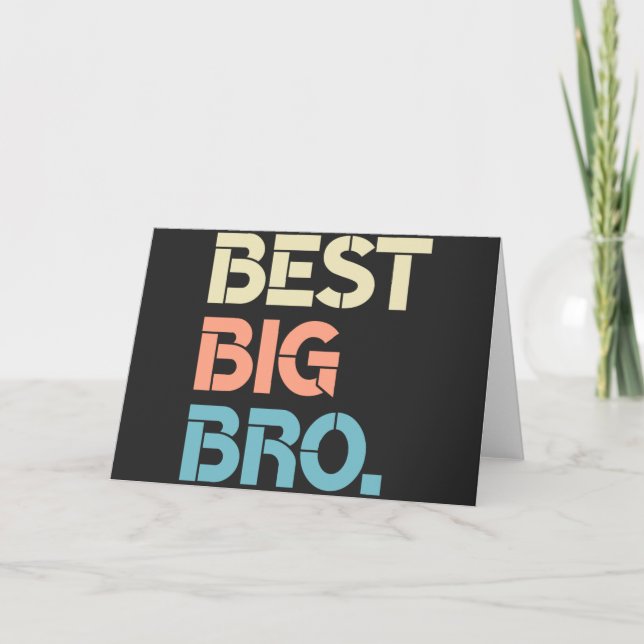 Colorful Best Big Bro Awesome Big Brother Card (Front)