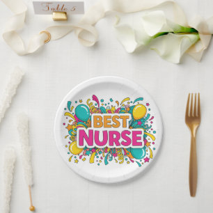 Colorful Best Nurse Party Plates