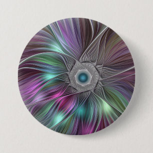 Colorful Big Flower Abstract Trippy Fractal Art 7.5 Cm Round Badge