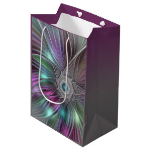 Colorful Big Flower Abstract Trippy Fractal Art Medium Gift Bag