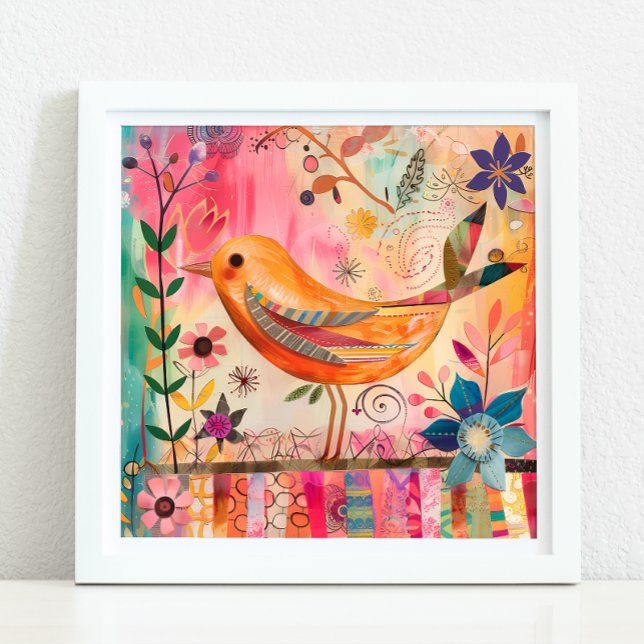 COLORFUL BIRD MIXED MEDIA POSTER (COLORFUL BIRD MIXED MEDIA POSTER)