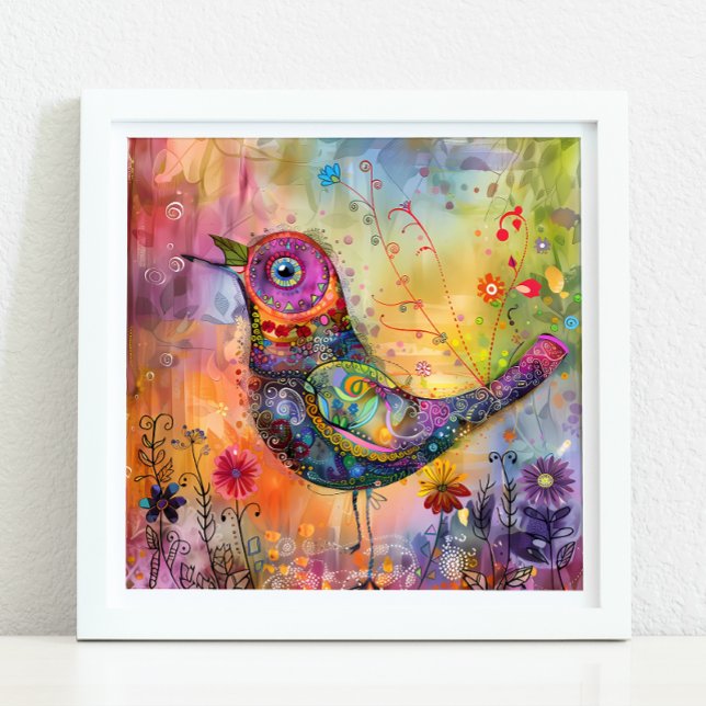 COLORFUL BIRD MIXED MEDIA POSTER (COLORFUL BIRD MIXED MEDIA POSTER)