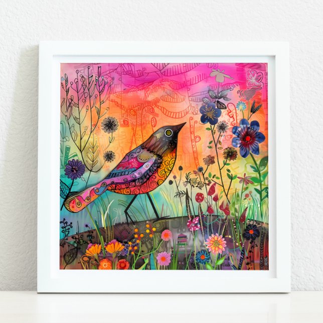 COLORFUL BIRD MIXED MEDIA POSTER (COLORFUL BIRD MIXED MEDIA POSTER)