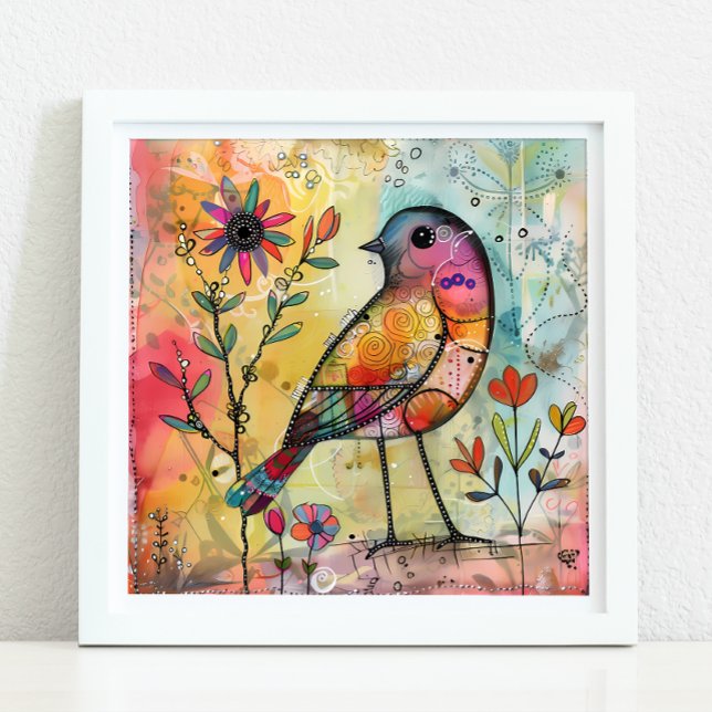 COLORFUL BIRD MIXED MEDIA POSTER (COLORFUL BIRD MIXED MEDIA POSTER)