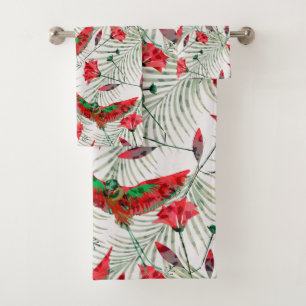 Colorful bird of Paradise stylish Bath Towel Set