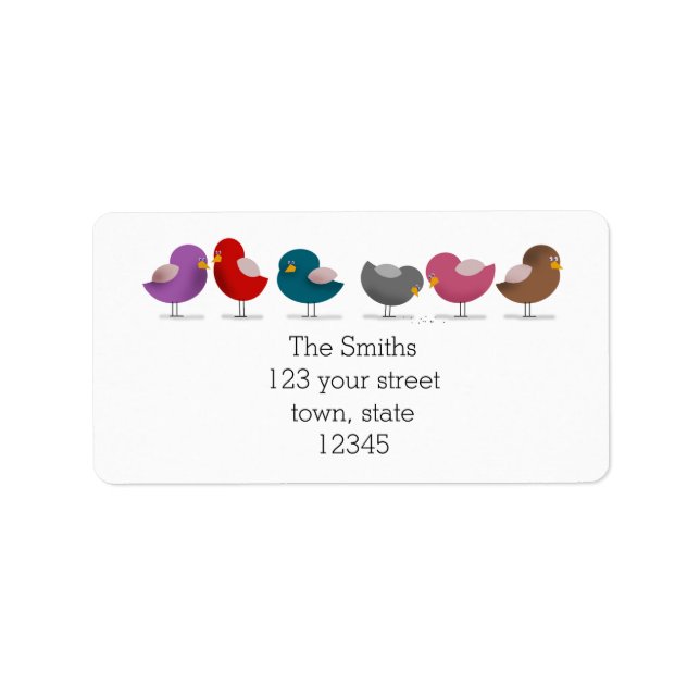Colorful Birds Family Return Address Label (Front)