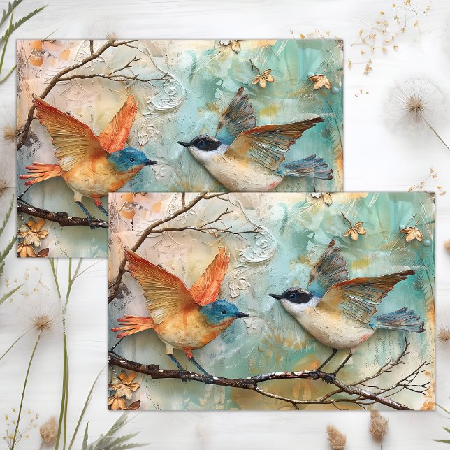 COLORFUL BIRDS MIXED MEDIA DECOUPAGE TISSUE PAPER (COLORFUL BIRDS MIXED MEDIA DECOUPAGE TISSUE PAPER)