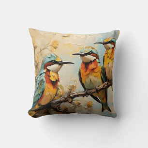 Colorful Birds Painting #2 Cushion
