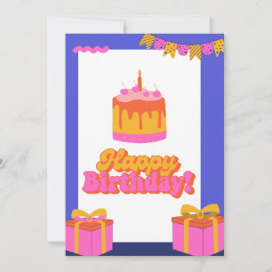 Colorful Birthday Cake Card with Gifts