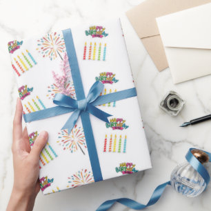 Colorful Birthday Candle Wrapping Paper 