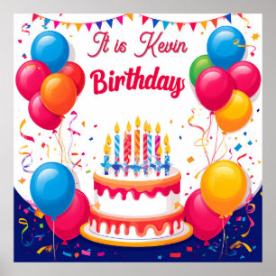 Colorful Birthday Celebration with Balloons Poster