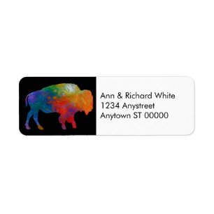 Colorful Bison Art on Black And White