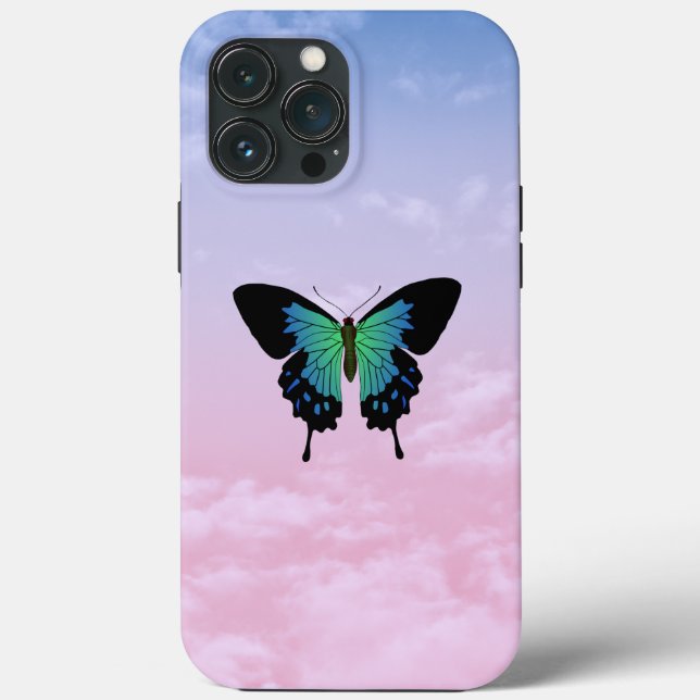 Colorful black and blue butterfly iPhone case (Back)