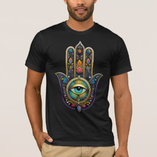 Colorful Black Gold Hamsa w/ Turquoise Third Eye T-Shirt