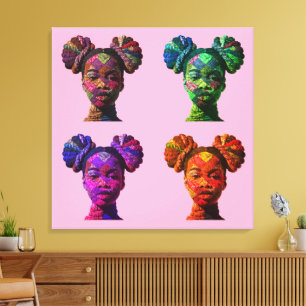 Colorful Black Women Stretched Canvas Print