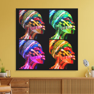 Colorful Black Women Stretched Canvas Print