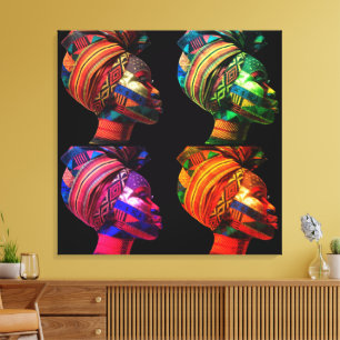 Colorful Black Women Stretched Canvas Print