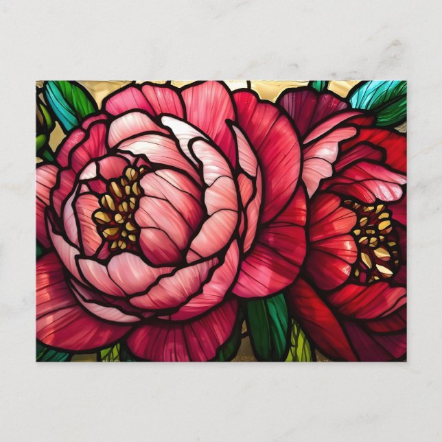 Colorful Blooming Peony Flowers  Postcard (Front)