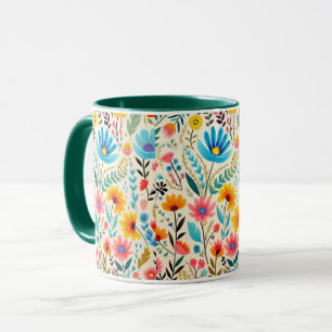 Colorful Blooming Wildflower Yellow Interior Combo Mug