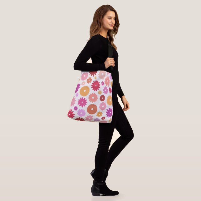 Colorful Blooms Large Pattern Crossbody Bag (On Model)