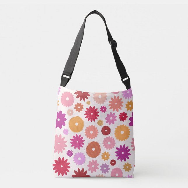Colorful Blooms Large Pattern Crossbody Bag (Front)