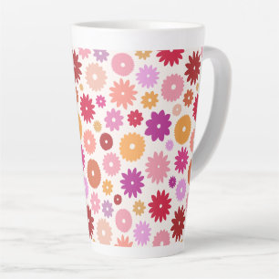Colorful Blooms Pattern Latte Mug